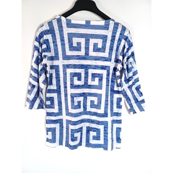 Before + Again Top Womens Medium Burnout Lightweight Geometric 3/4 Sleeve - Picture 3 of 6